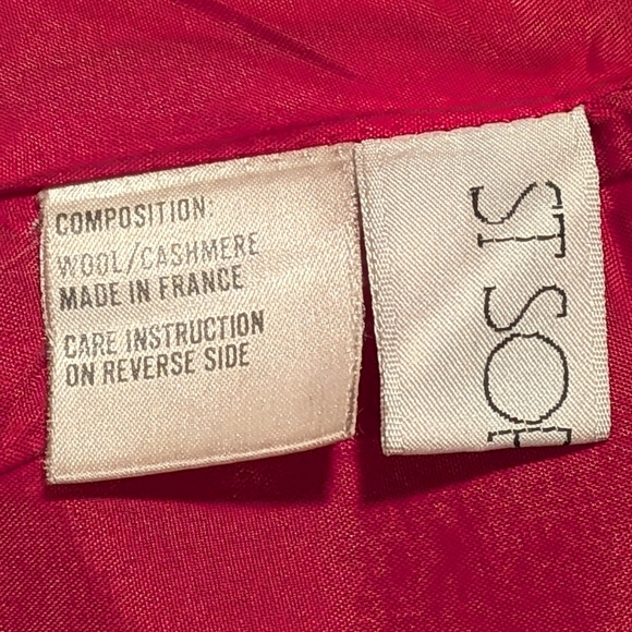 EUC 80s St Sophia Paris L  Cashmere and Silk Bright Red Double Breasted Coat - Picture 8 of 9